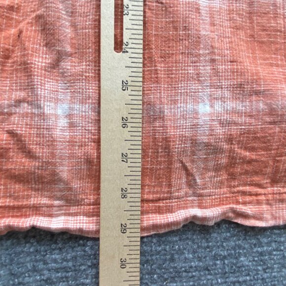 Saddlebred Shirt Men's Large Orange Plaid Washable Linen Button-Up Beach Summer - Picture 5 of 8